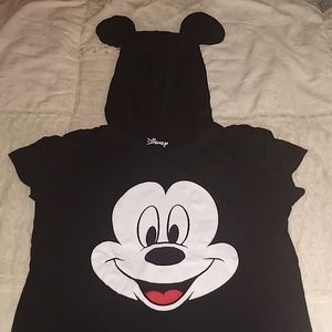 Disney Mickey Mouse Short Sleeve Hooded Shirt Size 7-9